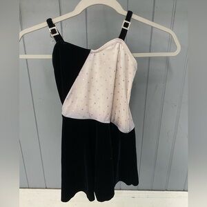 Wish Come True When You're Smiling Black and White Velour Dress Dance Costume